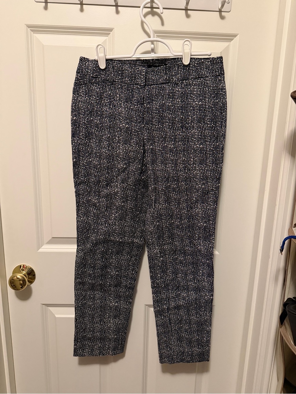 White House Black Market- Black and White Slim Ankle Pants with front clasp